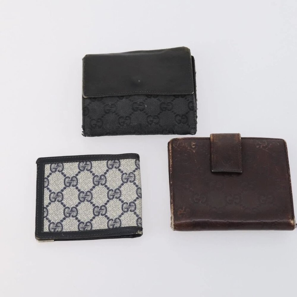 GUCCI GG Canvas Wallet Leather 10 Set Beige Black Auth bs30034 - Picture 7 of 15